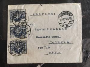 1923 Poland Cover to Monroe New York USA Inflation Rate