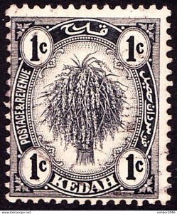 MALAYA KEDAH 1922 1c Black SG52 Used