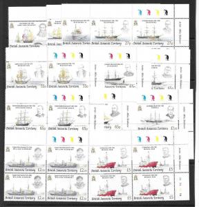 BRITISH ANTARCTIC TERR. SG461/72 2008 EXPLORERS & SHIPS IN BLOCKS OF 4  MNH