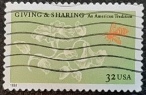 US Scott # 3243; 32c used Giving and Sharing, 1998; VF/XF centering