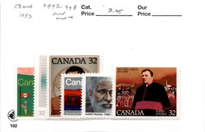 Canada, Postage Stamp, #993-998 Mint NH, 1983 (AC)