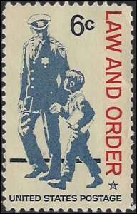 Scott# 1343  1968 6c red, bl & blk  Policeman & Young Friend; TAGGED   Mint N...