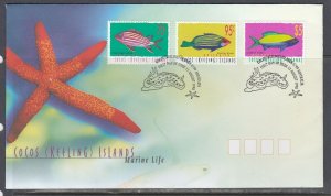 Cocos (Keeling) Is. Scott 327-9 FDC - Marine Life