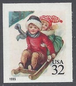 Scott 3013 32c Children Sledding Booklet Single 1995 Mint NH