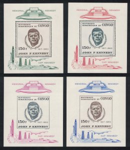 DR Congo Kennedy Commemoration 4 MSs Perf and Imperf RARR 1966 MNH SG#MS630