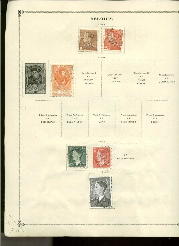 Collection, Belgium Part A Scott Album Page, 1941/1970, Cat $94, Mint & Used