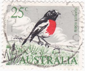 Australia -1966 Birds - 25c Scarlet Robin used SG 396