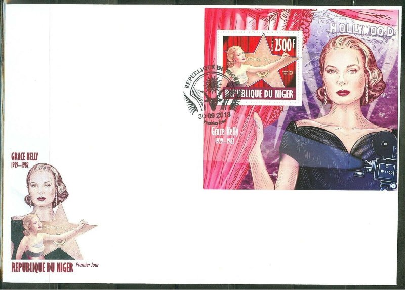 NIGER 2013 GRACE KELLY  SOUVENIR SHEET  FIRST DAY COVER