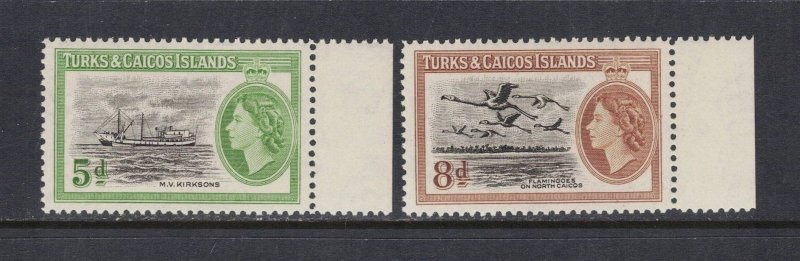 TURKS & CAICOS ISL. Sc# 119 - 120 MNH FVF Set2 Queen Elizabeth II QEII Ship Bird