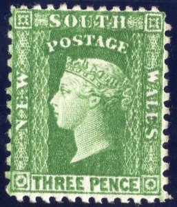 New South Wales 1882-1891 3p green Unused SC63h