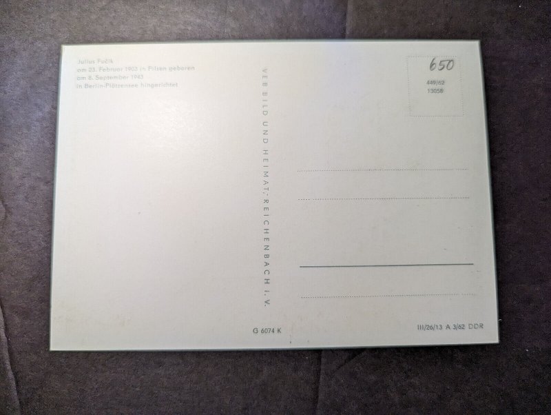 1962 Germany DDR Souvenir Commemorative Maxi Postcard Cover Berlin W8