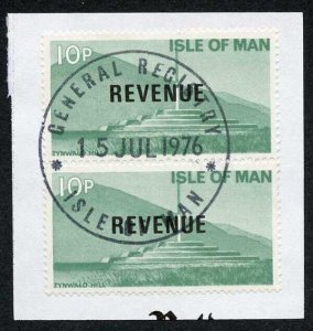 Isle of Man 2 x 10p Green and Black QEII Pictorial Revenue CDS On Piece