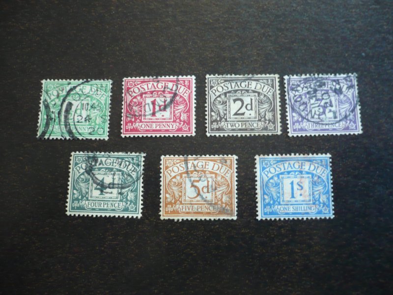 Stamps - Great Britain - Scott# J1-J2,J4-J8 - Used Part Set of 7 Stamps