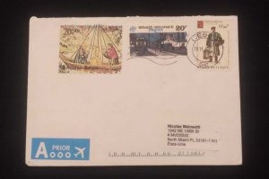 C) BELGIUM, AIR MAIL, SENT TO UNITED STATES, MULTIPLE STAMPS, XF