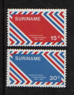 Surinam #397-398   MNH  1972   anniversary airmail in Surinam