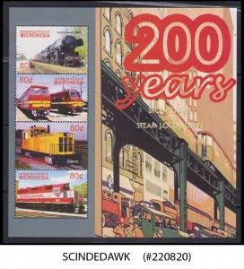 MICRONESIA - 2004 200 YEARS  OF STEAM LOCOMOTIVE / RAILWAY - MIN/SHT  MNH