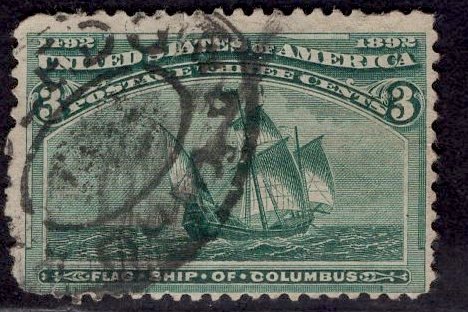 US Stamp #232 3c Columbian USED SCV $15