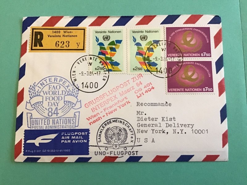 United Nations Flugpost Registered 1984  Air Mail Stamp Cover R42785 