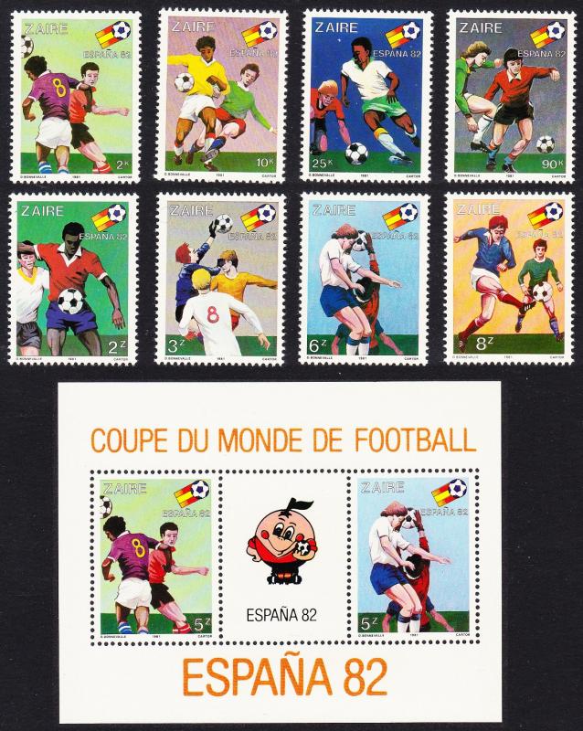 Zaire World Cup Football Championship Spain 8v+MS SG#1067-MS1075