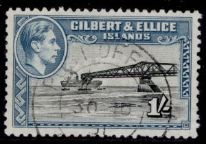 GILBERT & ELLICE ISLANDS GVI SG51ab, 1s brownish black & turq-blue, VFU. CDS