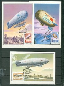 RUSSIA  1991 BLIMPS AIRCRAFTS #6012-16... MAXI-CARDS