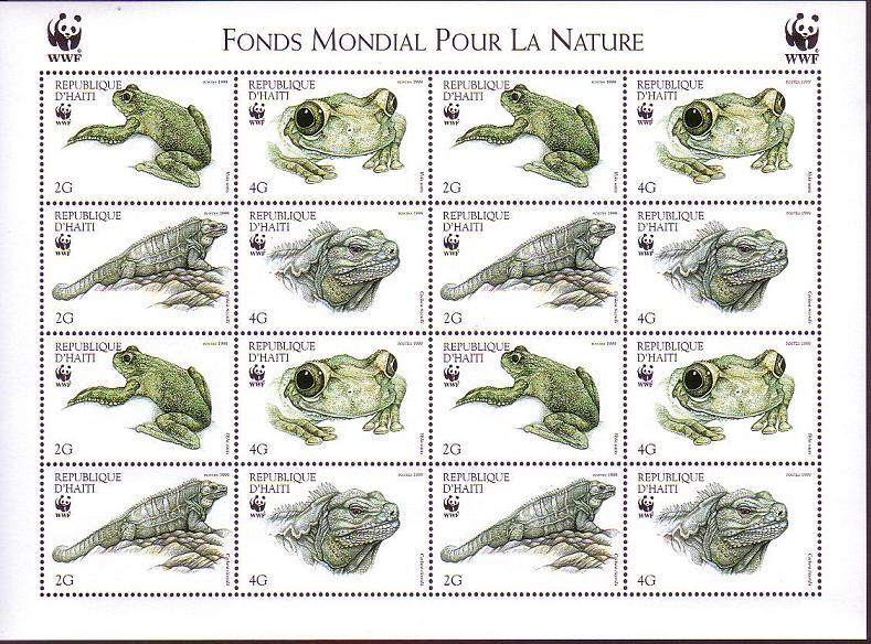 Haiti WWF Ground Iguana and Giant Tree-frog Sheetlet of 4 sets SG#1636-1639