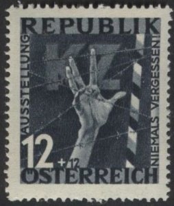 Austria B174 (mnh) 12g+12g anti-fascism: hand behind barbed wire (1946)