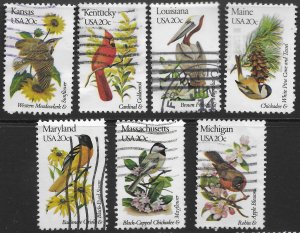 US #1968-74 used.group of 7.  State Birds and Flowers.  Nice.