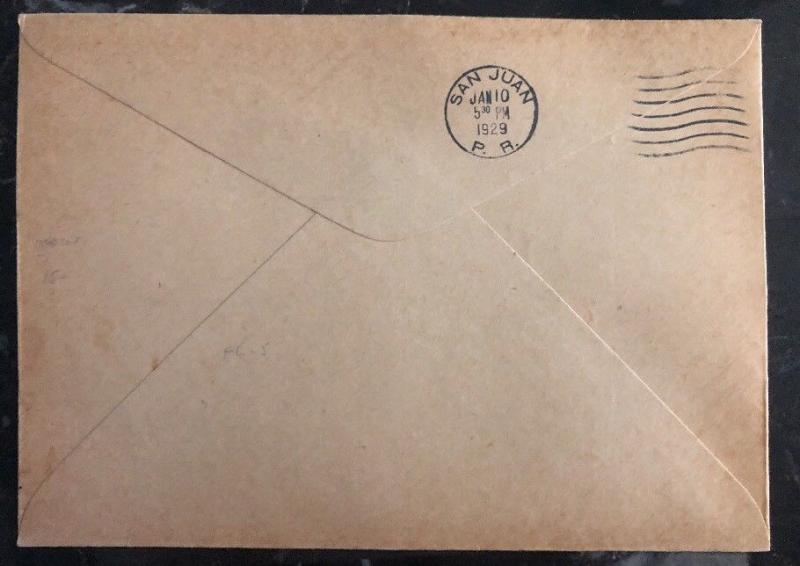 1929 St Domingo Dominican Rep First Flight Cover FFC To San Juan Puerto Rico Map