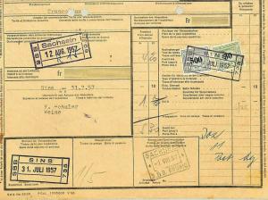 SWITZERLAND RAILWAY PARCEL Card 5fr30c *Sins* Station Datestamp {samwells}P122