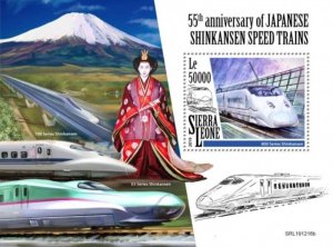 Sierra Leone - 2019 Japanese Speed Trains - Stamp Souvenir Sheet - SRL191216b