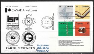 CANADA - #585a (plate block) - EARTH SCIENCES FIRST DAY COVER FDC ROSECRAFT