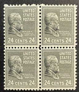 United States #828 MLH F/VF -Block of 4 Benjamin Harrison 1938 SCV ~$14 [R518oE]