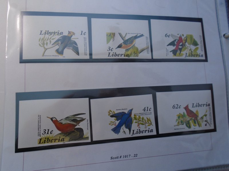 Liberia   Birds  J J  Audubon  #  1017-22  MNH   imperf