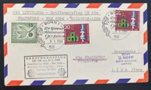 1966 Bonn Germany First Flight Airmail Cover FFC To Lima Peru