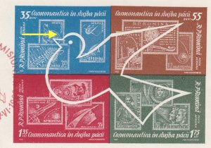 Romania,COVER,1962,Cosmos,dove,peace,POST,FIRST,DAY,ERROR,RARE,FDC