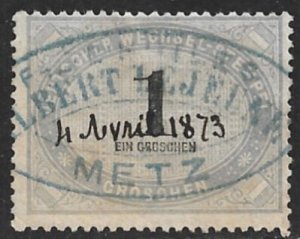 GERMANY 1873 1gr Blue & Black Bill of Exchange Revenue Erler No.AJ33 VFU