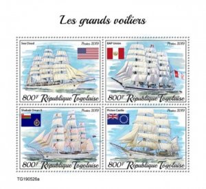 Togo - 2019 Tall Ships and Flags - 4 Stamp Set - TG190526a