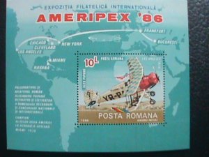 ROMANIA STAMP: 1986- AMERIPEX'86 INTERNATIONAL STAMP SHOW -LOS ANGELES S/S