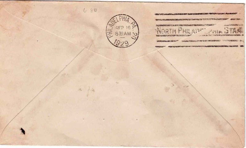 USA 1929 FDC Sc 680 Waterville to Philadelphia First Day Cover Fallen Timbers