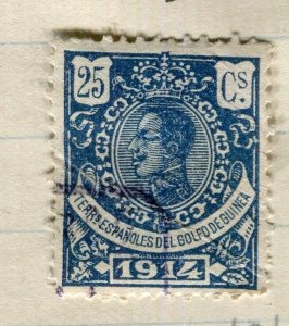 SPANISH GUINEA; 1914 early Alfonso issue fine used 25c. value