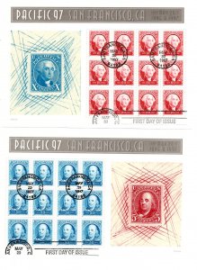 US 3139-3140 Pacific 97 panes, FDC,  VF, Used,  CV $20.00  ...  6786132/33