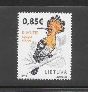 BIRDS - LITHUANIA 2022 ISSUE HOOPOE MNH