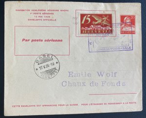 1926 Bale Switzerland Postal Stationery Airmail Cover To Chaux De Fonds