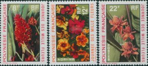 French Polynesia 1971 Sc#264-266,SG134-136 Flowers set MNH