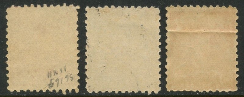 FIJI Sc#55-57 1891-96 1-2-2½p Three Values Avg-F Used 