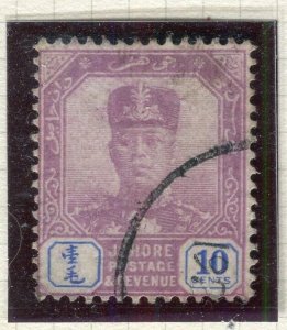 MALAYA JOHORE; 1922 early Sultan issue fine used 10c. value