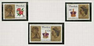 PENRHYN-NORTH COOK ISLANDS 1986 60TH BIRTHDAY QUEEN ELIZABETH 11 ,SET OF 3 PERF