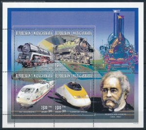[123329] Madagascar 1996 Railway train locomotive Eurostar Mini sheet MNH