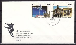 Cuba, Scott cat. 3086-3087. Nat`l Ballet & Theater. First day cover.